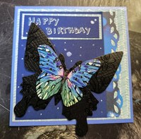 Happy Birthday mit blauen Schmetterlingen