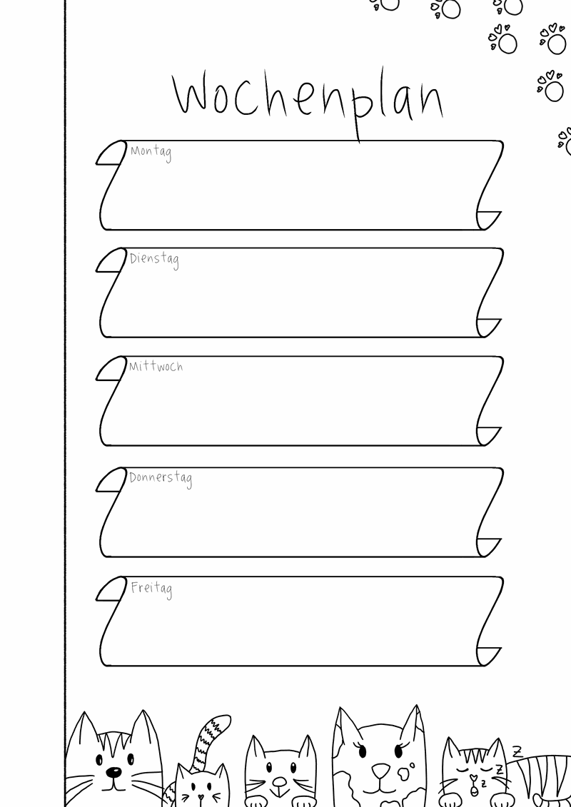 Wochenplan mit Katzenrahmen