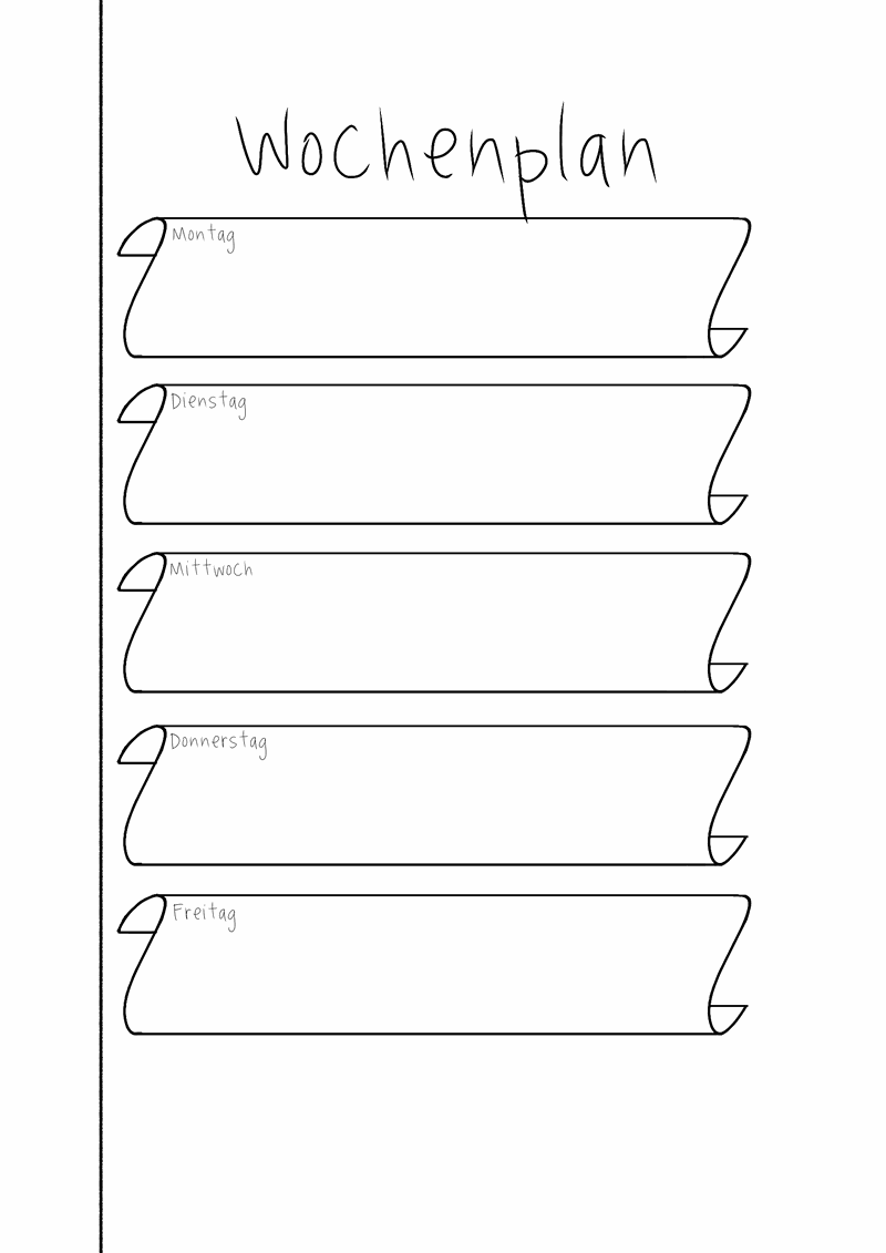Wochenplan ohne Rahmen