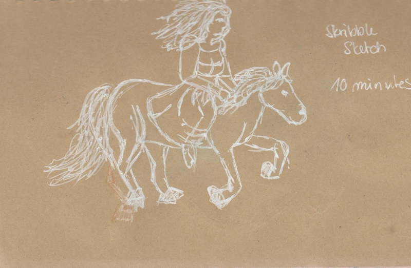 Cinderella inspirierte Skizze einer Reiterin